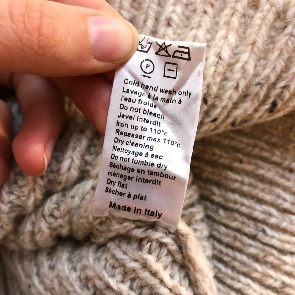 JOSEPH Wool Blend Melange Tan Tight Knit Crew Neck Designer Pullover Sweater M - Picture 11 of 12